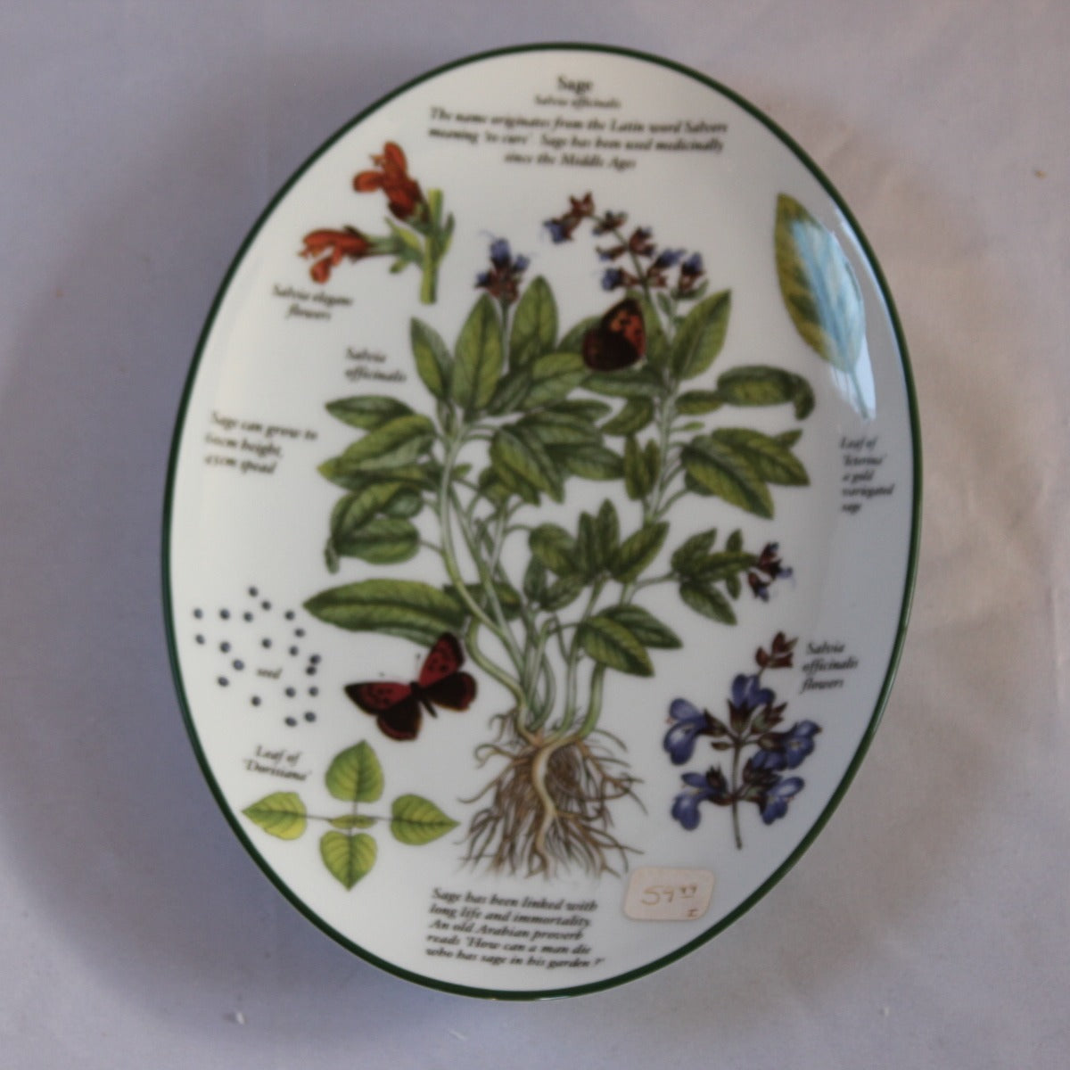 ROYAL WORCESTER FINE CHINA 1990 COLLECTABLE HERB PLATES SAGE