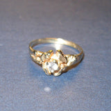 10k Karat y Gold Ring with synthetic blue stone set in a rose,~ size 2.75 - Previously Loved