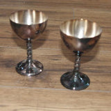 2 GOBLETS VIKING PLATE EP BRASS LEAD MOUNTS MADE IN CANADA