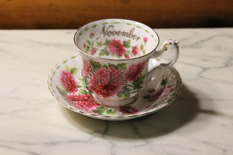 Royal Albert Cup and Saucer Flower of the month November Chrysanthemum