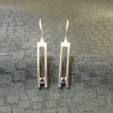 SS Sterling Silver Earrings with purple stone NIB