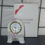 Straiger Table Mantle Carriage Clock Porcelain Flower design NIB