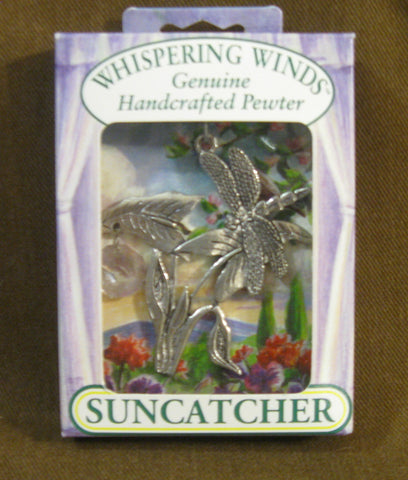 WHISPERING WINDS DRAGONFLY HAND CRAFTED PEWTER SUNCATCHER WITH SWAROVSKI CRYSTAL