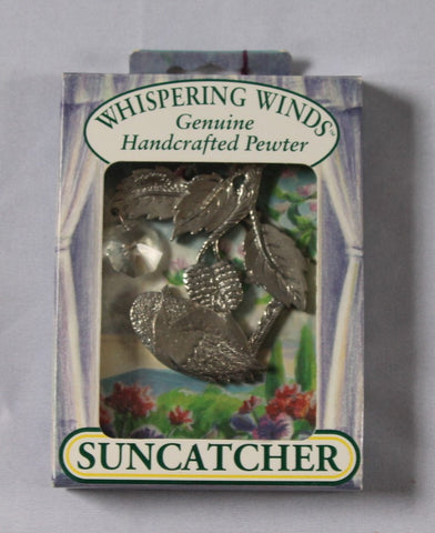 WHISPERING WINDS CHICKADEE HAND CRAFTED PEWTER SUNCATCHER WITH SWAROVSKI CRYSTAL NEW