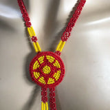 Native art beaded Lariat necklace. HANDCRAFTED New